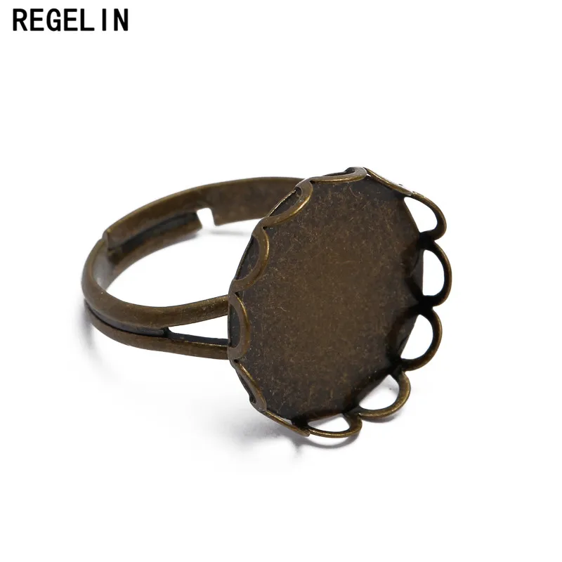 REGELIN 10 sztuk wewnętrzna 10/12/14/16/18/20mm Antique Bronze Ring oprawa puste biżuteria znalezienie koronki taca na szkło Cabochon DIY — zdjęcie 4