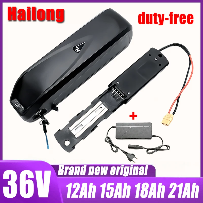 

New Hailong 36V 10Ah 12Ah 15Ah 18Ah Grade A Electric Bicycle Battery 18650 Cell BMS 350W 500W 750W 1000W 1500W Duty Free+Charger