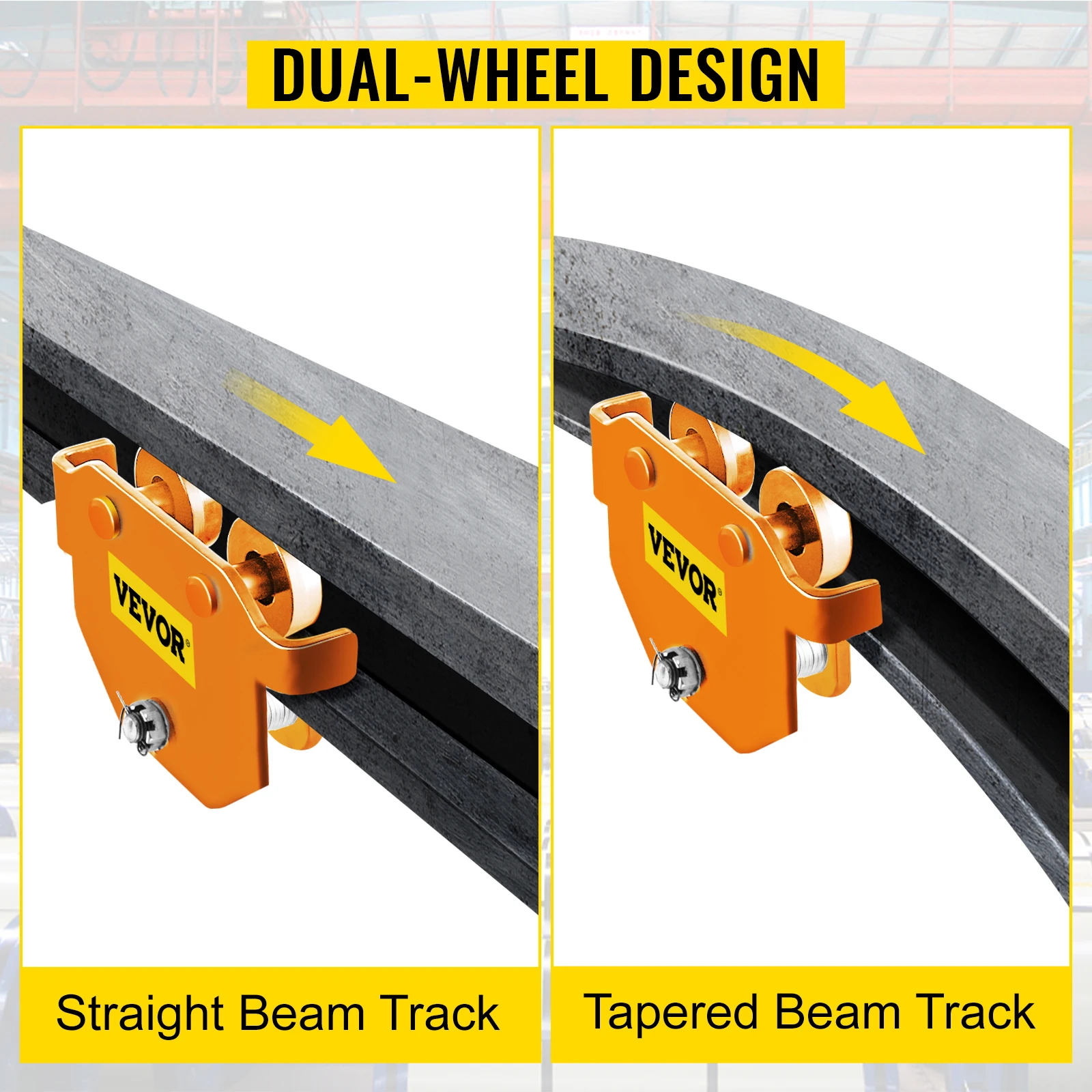 Trole manual de vevor com revestimento ajustável do pó do rolo da trilha da largura e grua chain dupla das rodas para o feixe curvado reto de mim