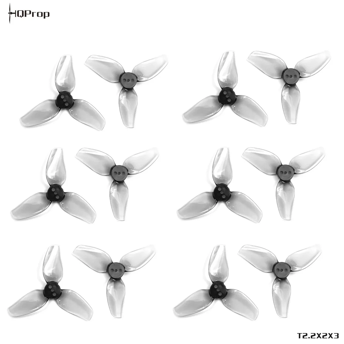 12PCS HQProp 2.2 inch Propeller T2.2X2X3 Grey 3-Blade Poly Carbonate CW CCW Props Set For 2 inch FPV Frame or PAVO20 PRO