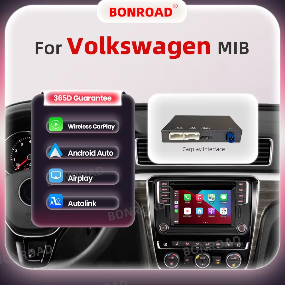 Modulo Carplay Wireless Android Auto Bonroad per Volkswagen Polo Golf 7 Passat Arteon Scirocco T-Cross Tiguan Adattatore Interfaccia