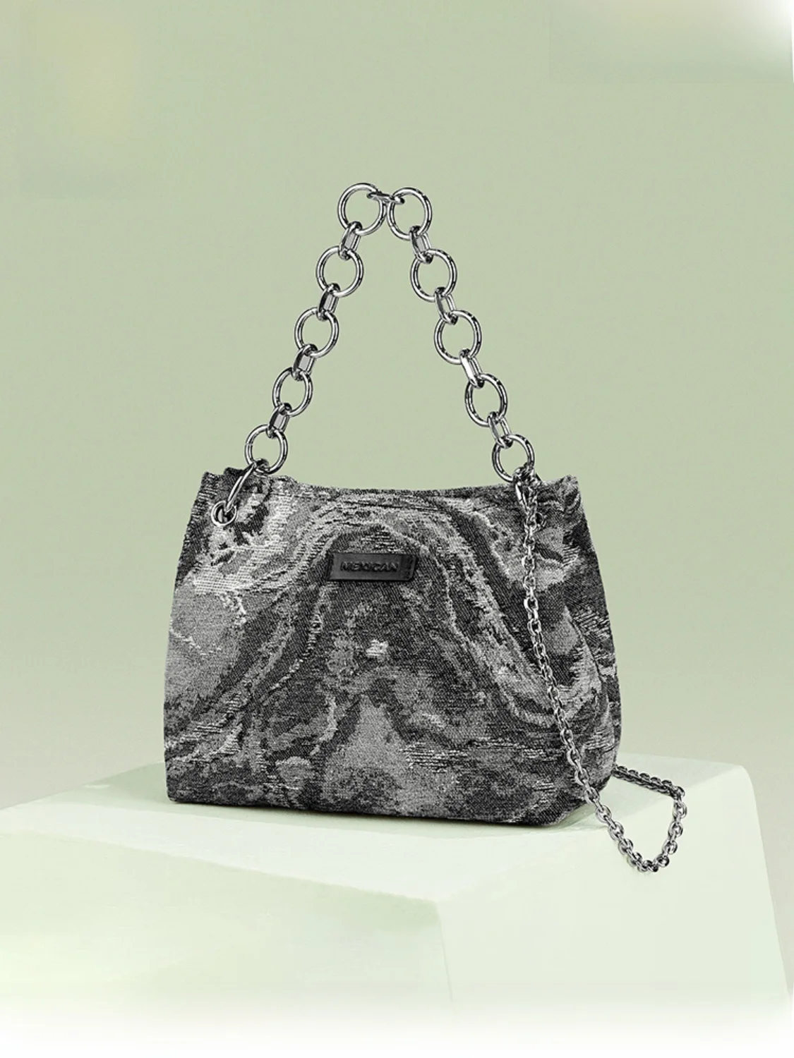retro-commuter-shoulder-bag-women's-crossbody-bag-handbag-soft-fabric-chain-handle-lock-buckle-closure-small-size-stripe-pattern