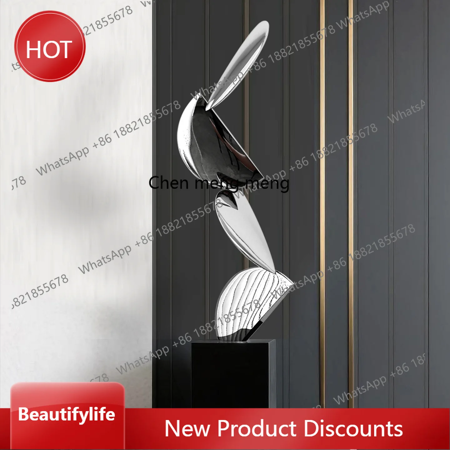 zq10 Abstract ornament stainless steel modern home study geometric home decoration model room