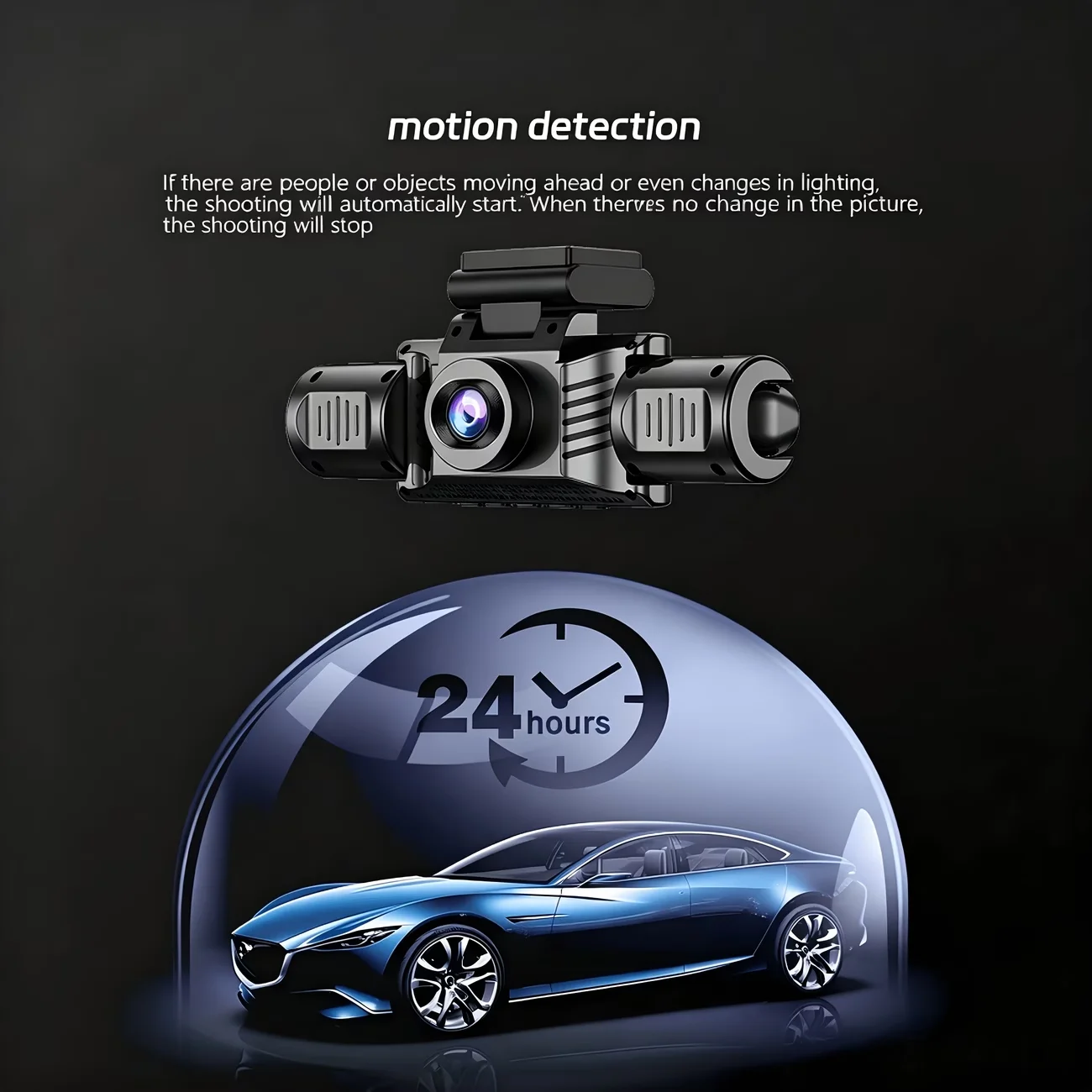 Wireless WiFi Smart Dashcam, 1080p Four-Channel Recording, G-Sensor, 24-Hour Parking Surveillance