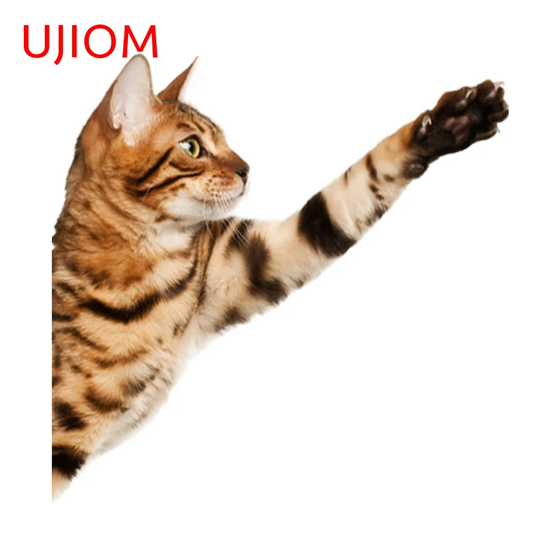 UJIOM 13cm X 13cm Brown Cat Nature Peeking Wall Stickers Personality Cupboard Decal Interesting Kitchen Cupboard Decoration