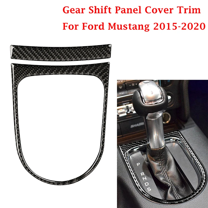 For Ford Mustang 2015 2016 2017 2018 2019 2020 Pair Carbon Fiber Innterior Gear Panel Cover Trim Decor Sitkcer Accessories