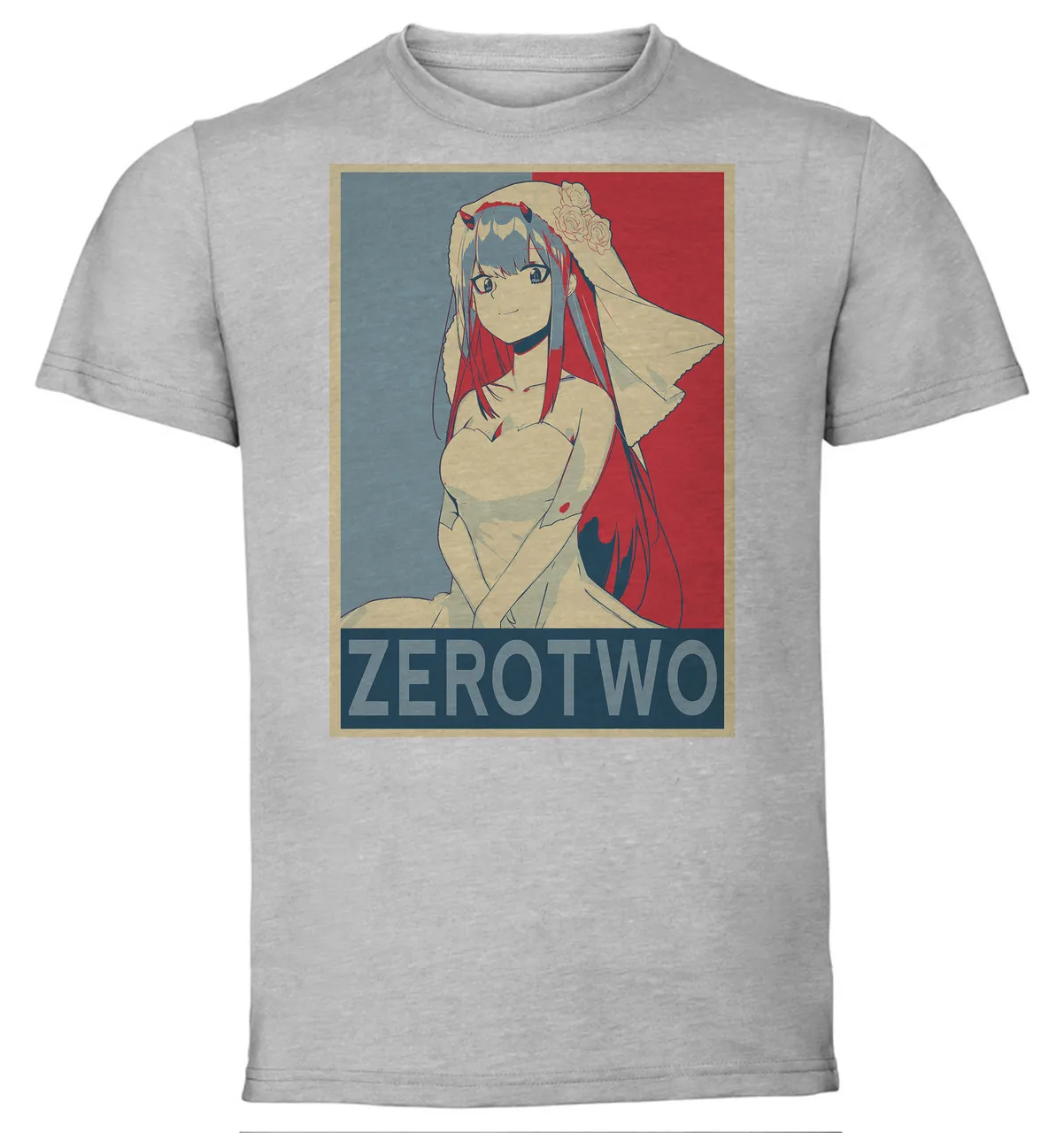 T-Shirt Unisex Grey Propaganda Darling in the Franxx Zerotwo variant 2