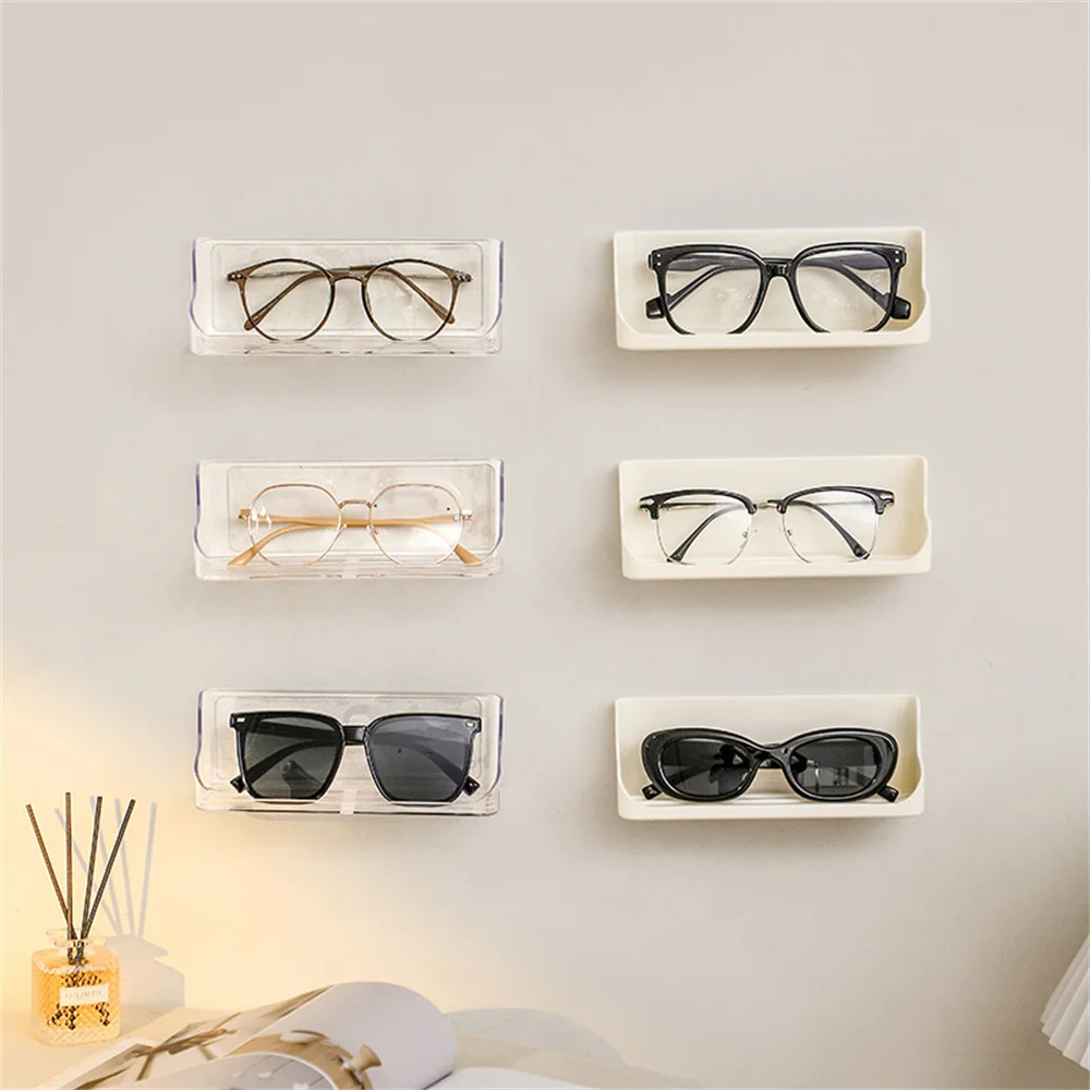 Wall Mounted Glasses Organizer Rack Self Adhesive Sunglasses Holder Storage Box High-end New 2024 Display Shelf Home Decoration