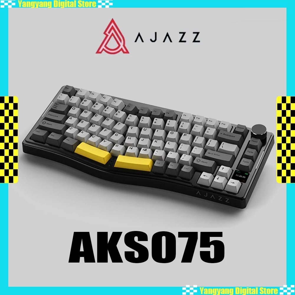 AJAZZ AKS075 Mechanical Keyboard Alice Multi-function Knob Hot Swap Wireless Gaming Keyboard Customized RGB PC Gamer Accessories