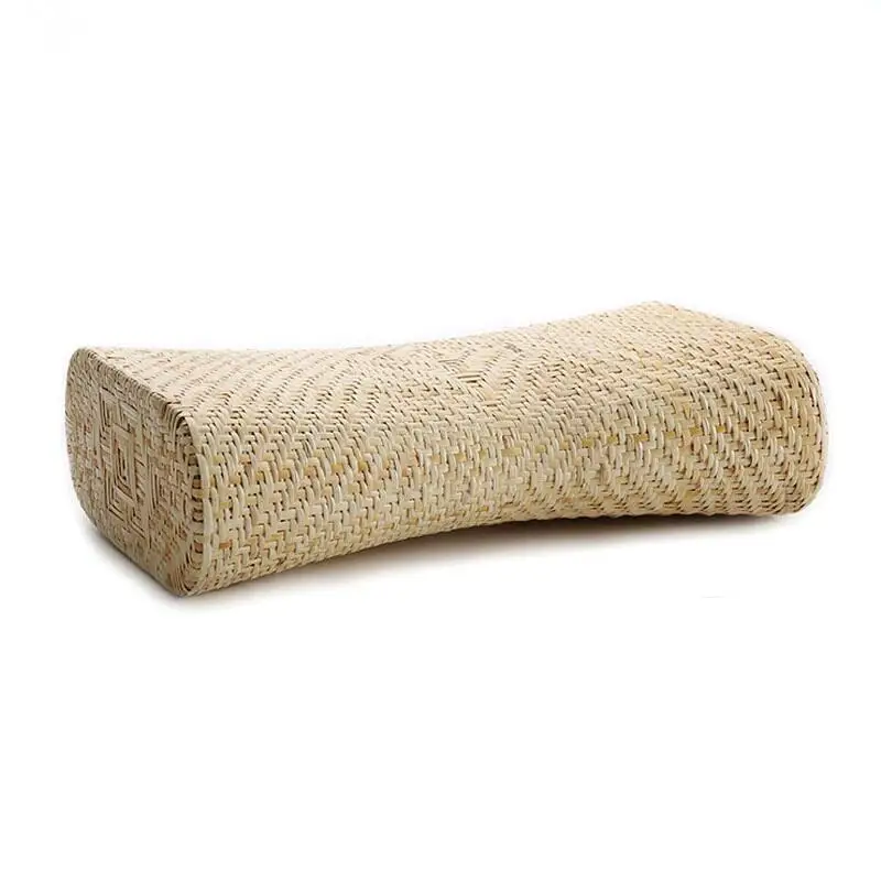Cooling Bamboo Fiber Neck Support Pillow Adult Size Hollow out Woven Design Office Use Hard Support Rectangular Single Person
