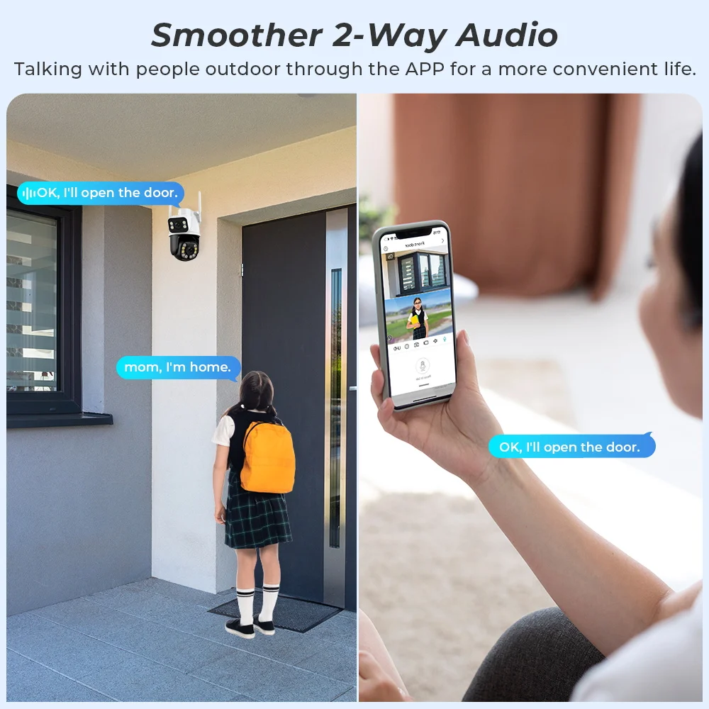 BESDER 8MP PTZ IP Camera Dual Screen Night Vision Auto Tracking CCTV Wifi Surveillance Camera Outdoor Security Protection iCSee