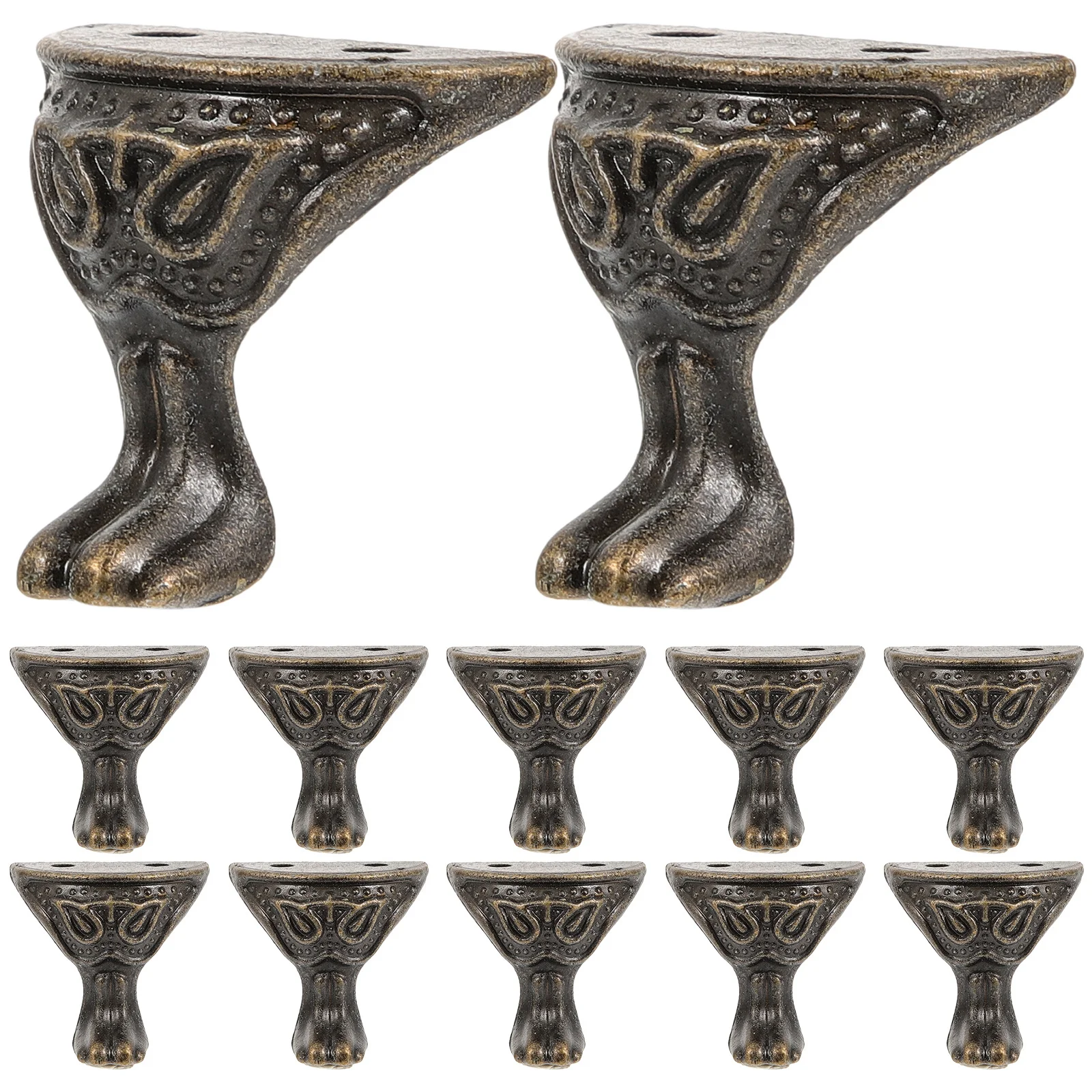 Protecteurs d'angle de boîte en métal, pieds décoratifs antirouille pour étuis à bijoux en bois, pieds d'armoire de Style Vintage 12 pièces