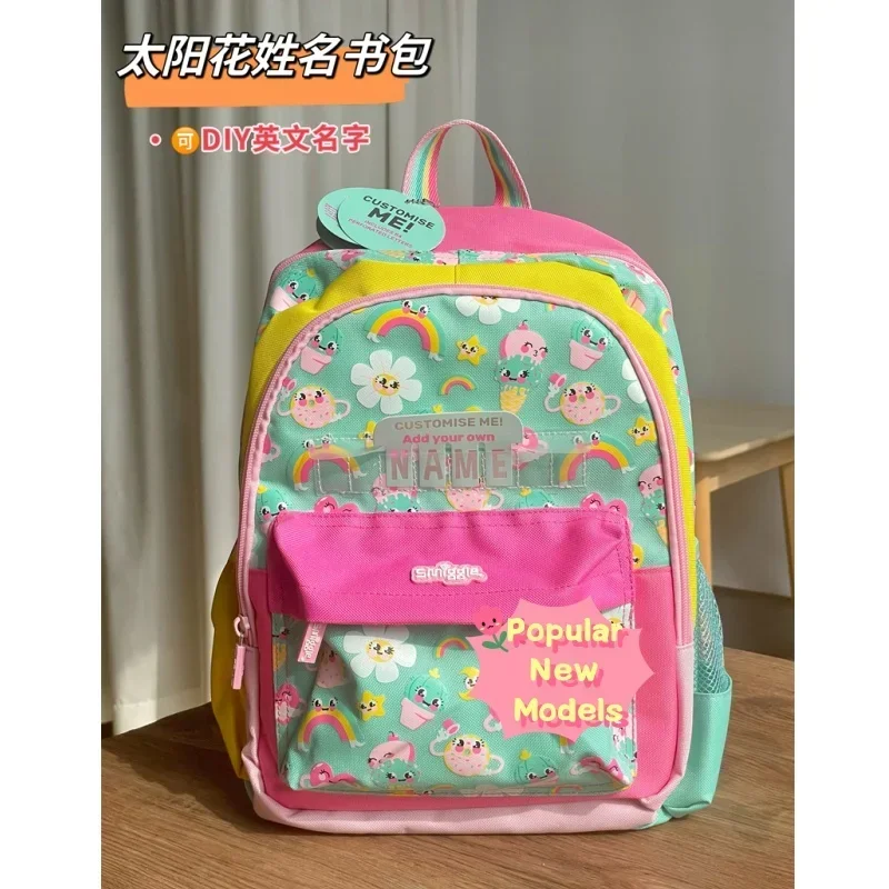 Australia Smiggle Original Student Schoolbag Girls Cute Flowers Shoulder Backpack Kawaii 3-7 Years Bags Name Card