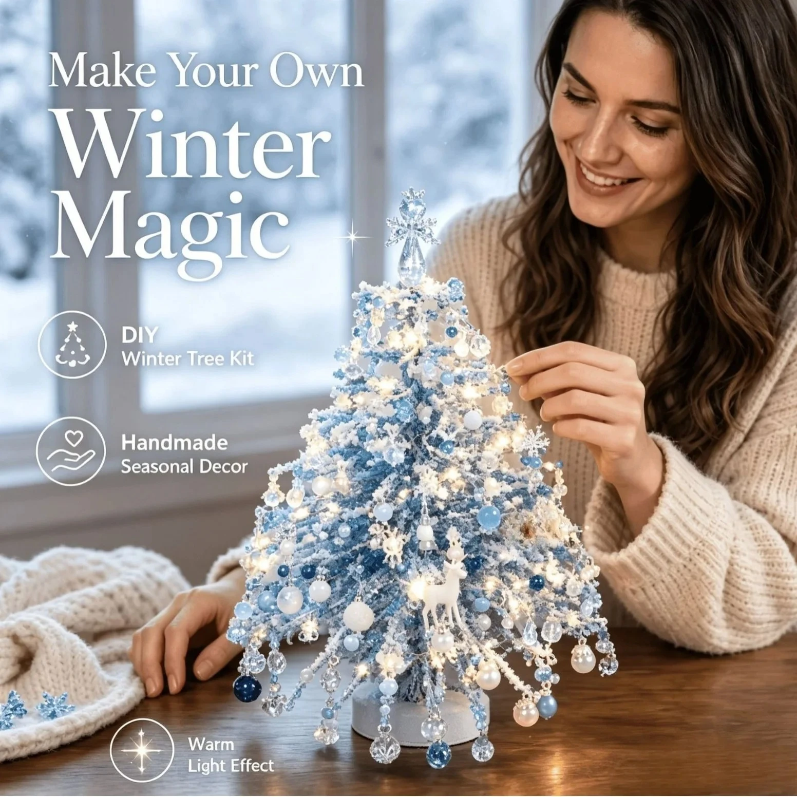 DIY Beaded Christmas Tree Kit Handmade Creative DIY Beading Project Set 3D Crystal Bead Holiday Craft Set for Women Men Home