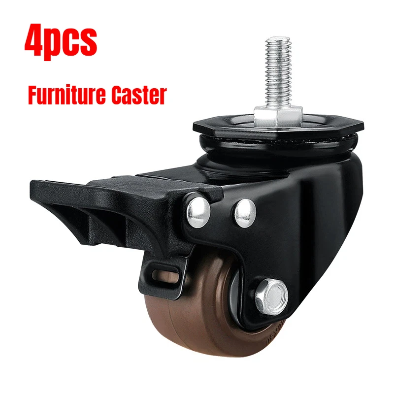 4 Packs/lot Universal 2 Inch Heavy Duty Silent Rubber Roller Caster Wheels for Robot Equipment Mobile Accessories