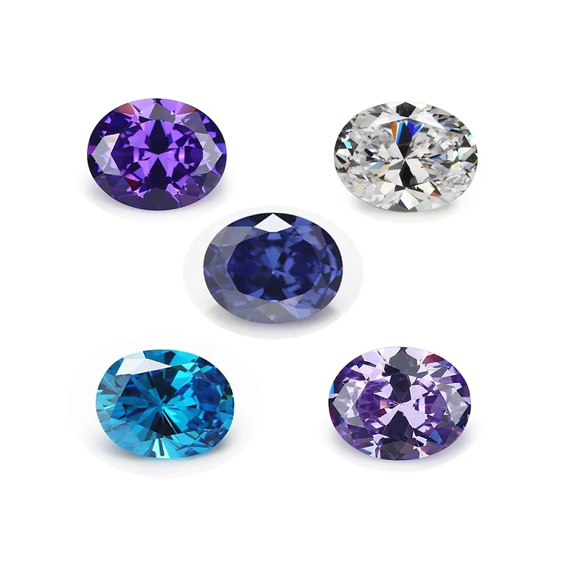 5A Ovalschliff-Zirkonia-Steine 3x5-10x12mm Lose Synthetische Edelsteine in Weiß, Lavendel, Violett, Tansanit, Meeresblau, Mix 5 Farben für – Detail 1
