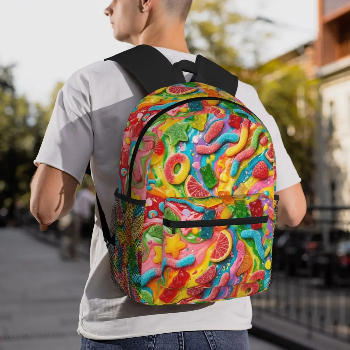 Candy Pattern Backpack Student BookBag Children School Bag Laptop Shoulder Bags for Men Women