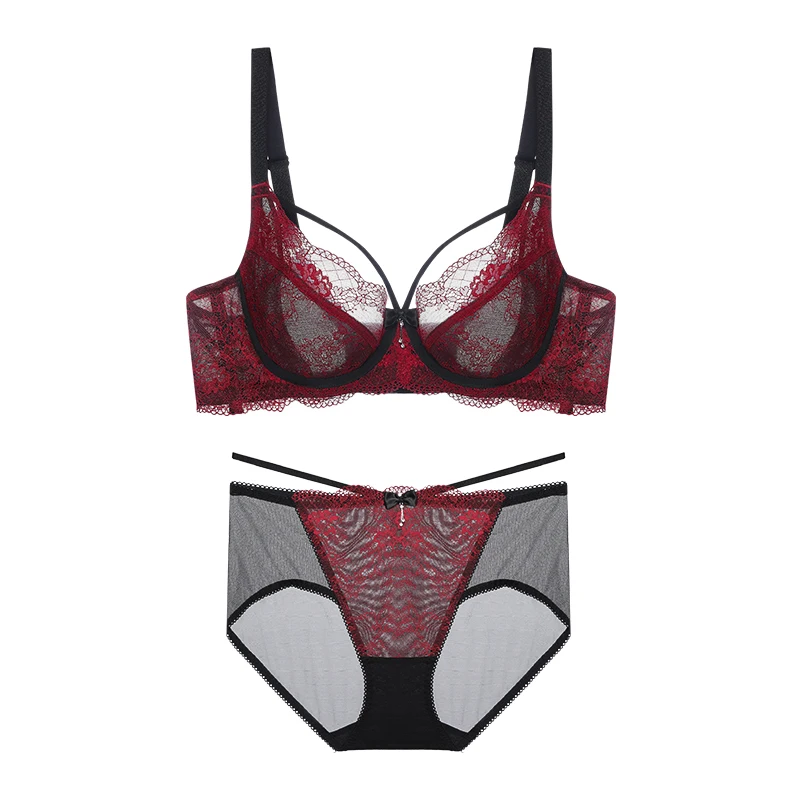 المرأة الفرنسية الدانتيل مجموعة الملابس الداخلية رفع الراحة صالح الأشرطة قابل للتعديل مثير البرازيلي مجموعة البكيني مكافحة ترهل هدية الكريسماس MOYISU