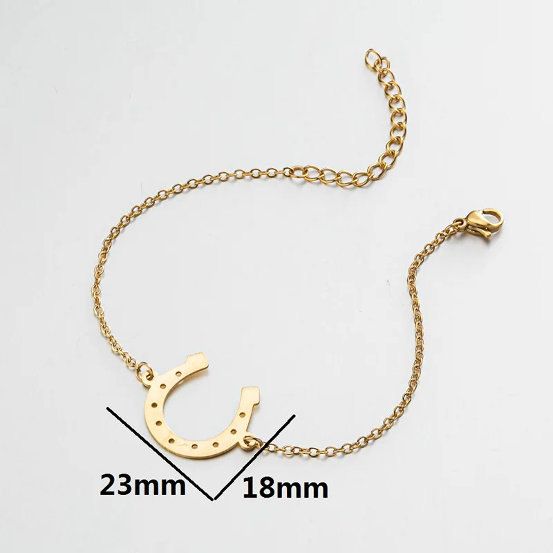 Punk Horse shoe Chain Bracelet for Women Statement Trendy Stainless Steel U Shape Charm Bracelet Jewelry Party Gifts New