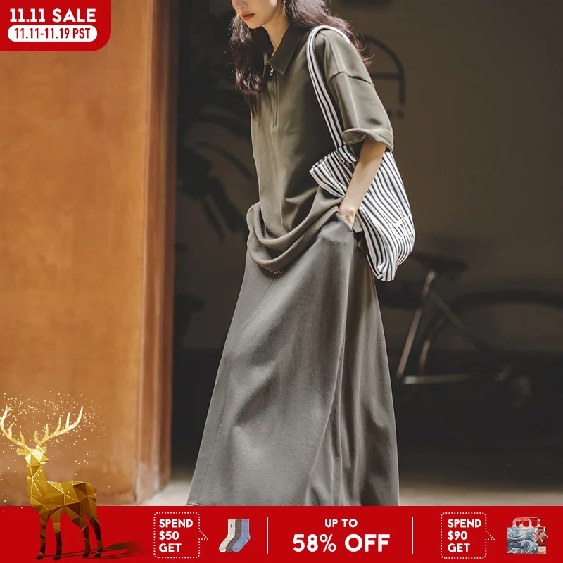 

Винтажная миди-юбка Maden для женщин высокая талия А-силуэт серая повседневное платье свитер юбка осеннее