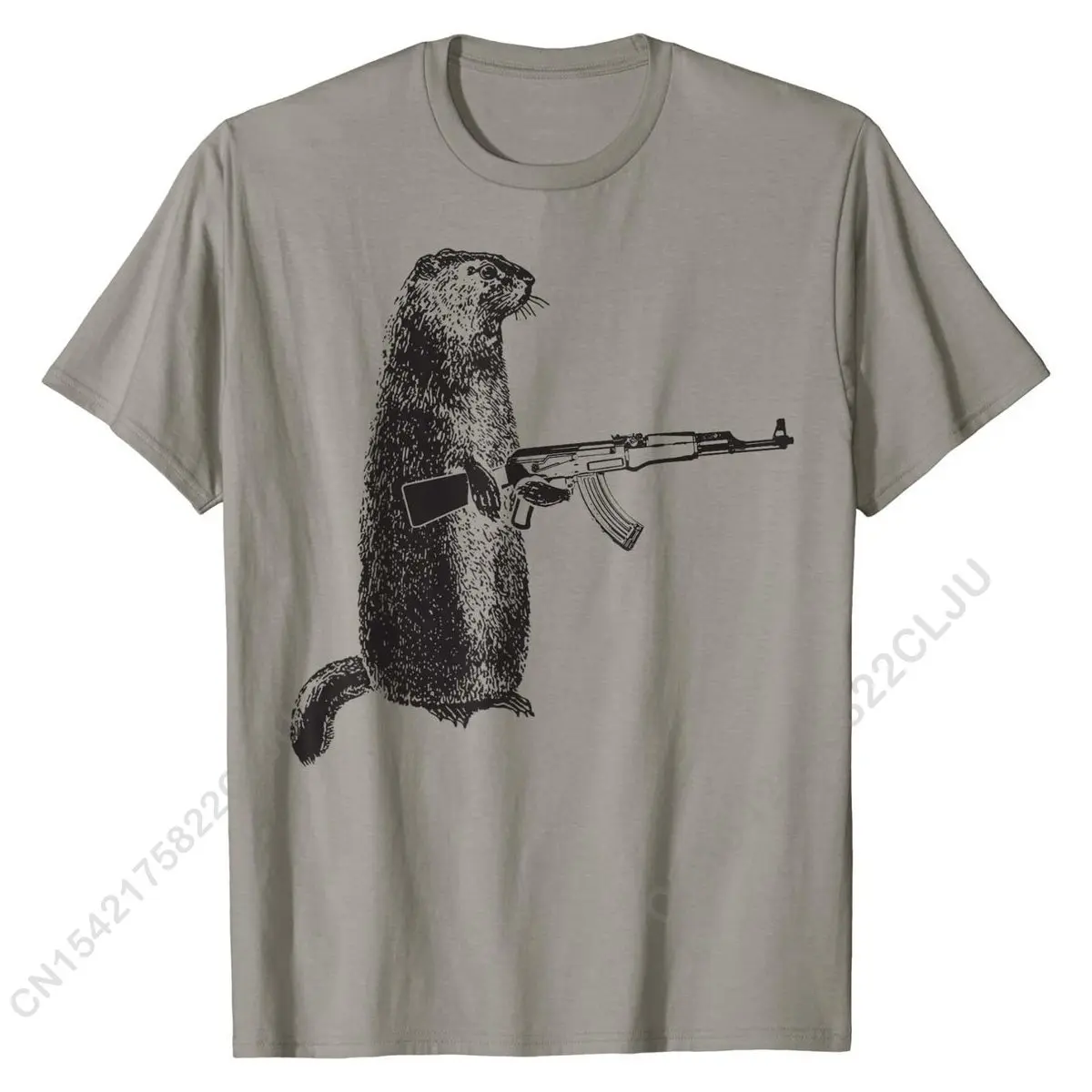 Huntin Design Woodchuck AK-47 Gun Groundhog Funny Design T-Shirt Top T-shirts Design Discount Cotton Tops Shirts Cool For Men