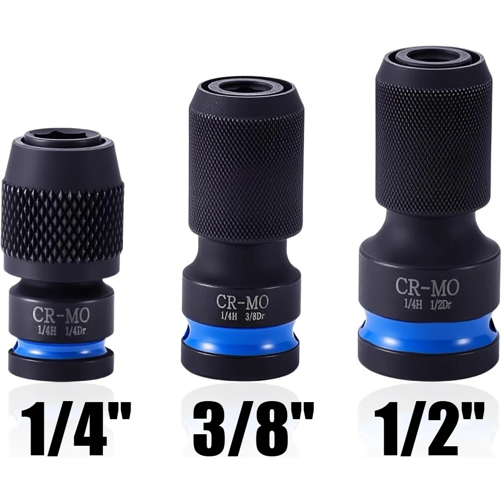 1/4 3/8 1/2 Square Drive to 1/4 Hex Shank Quick Release Chuck Converter Hex Shank Socket Adapter Impact Wrench Adapter