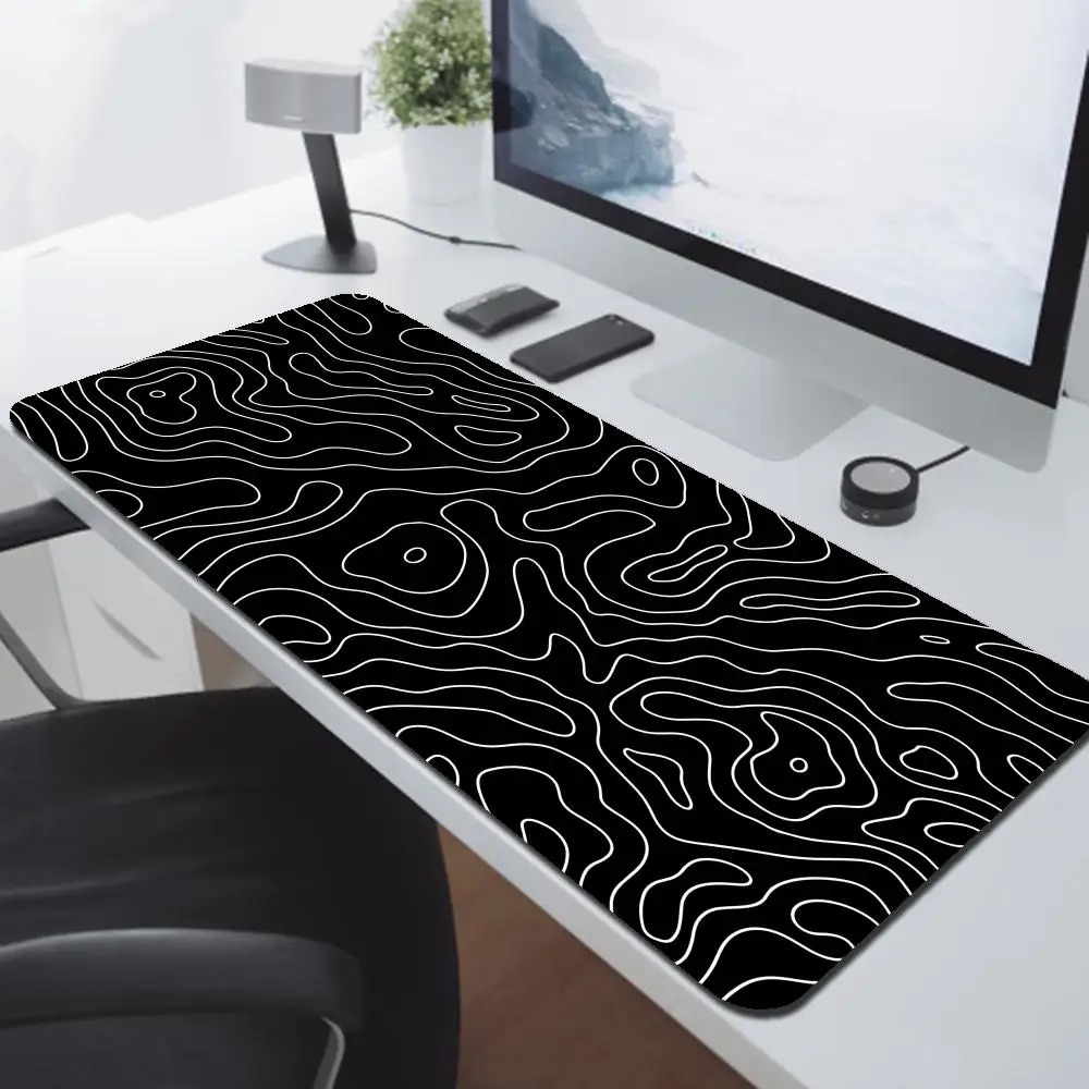 

Strata Liquid Stains Black Mouse Pad 90x40 Topographic Big Mousepad Company Gamer Rug Deskmat Deskpad Personalized DropShipping