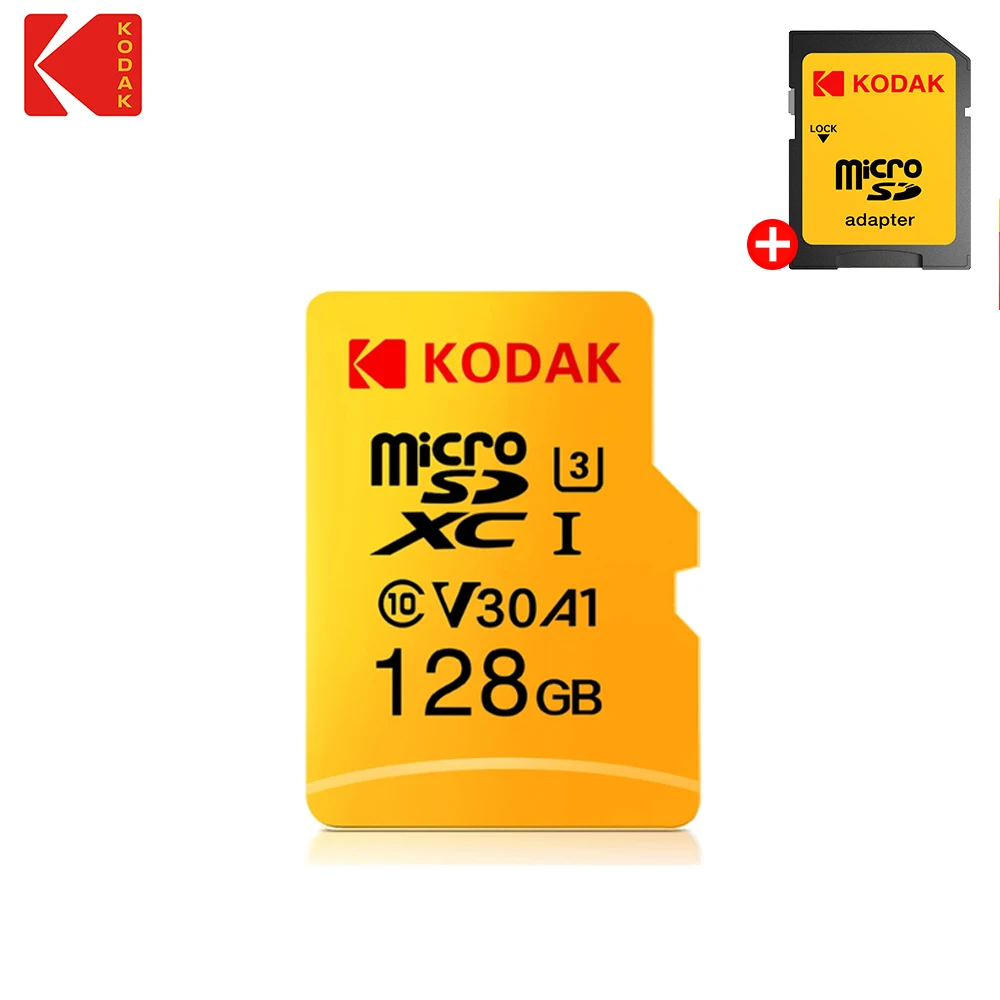 KODAK Micro SD Card for Camera Phone Tablet Dashcam 32-256GB U3 A1 4K Speed TF Card 100MB/s with Adapter 16GB