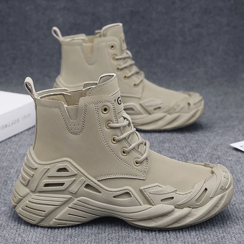 

Casual Riding Boots for Men High Cut Workwear Sports Shoes for Men Autumn and Winter 2025 New Outdoor Leather Boots Casual Shoes