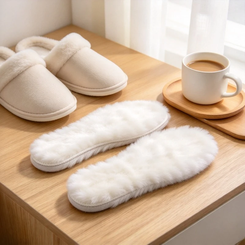 Thick Sheepskin Fleece Insoles, Winter Warm Wool Shoe Pads for Men Women, Replacement Inserts for Snow Boots & Slippers