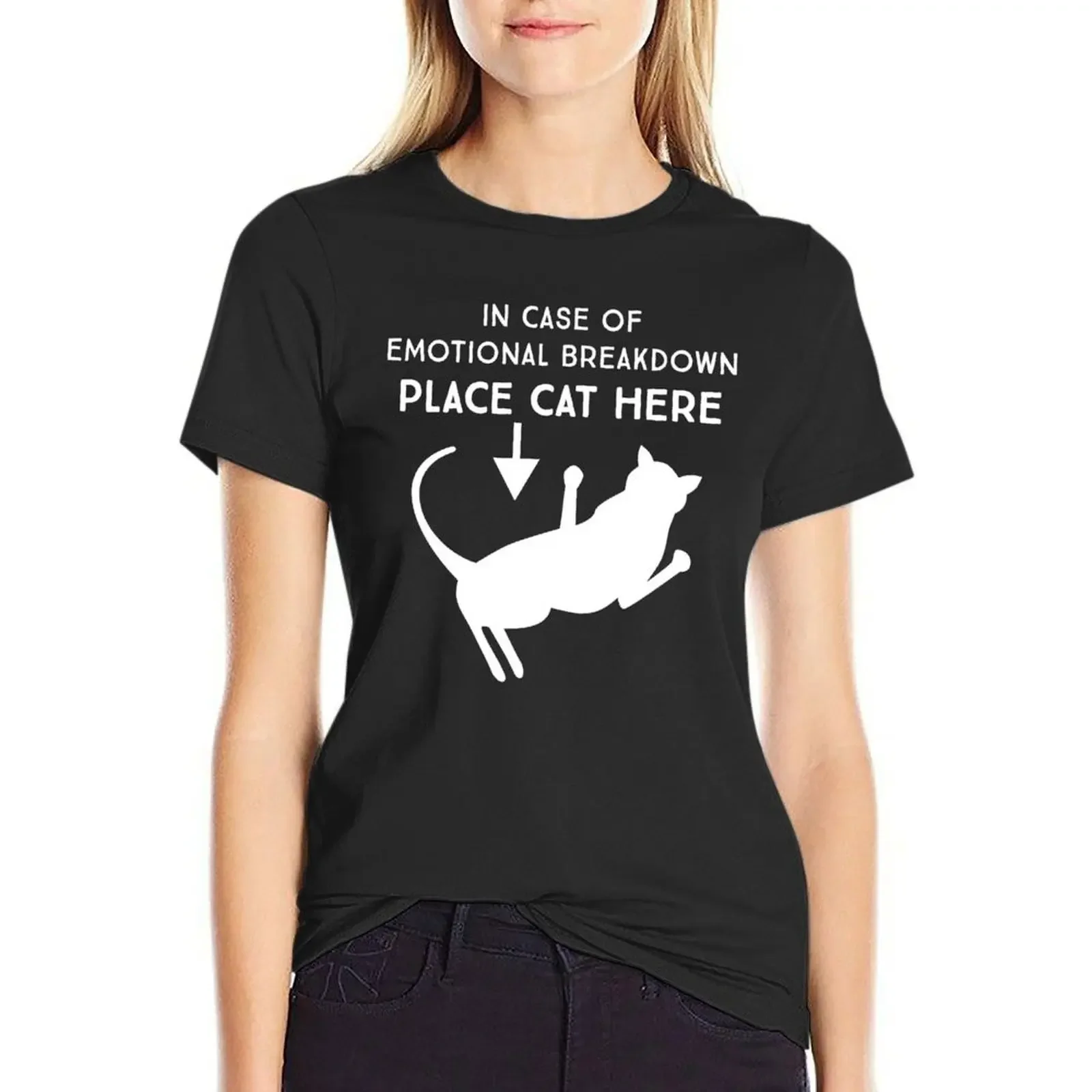 

In case of emotional breakdown place cat here T-Shirt tops customs plus sizes funnys Women clothes
