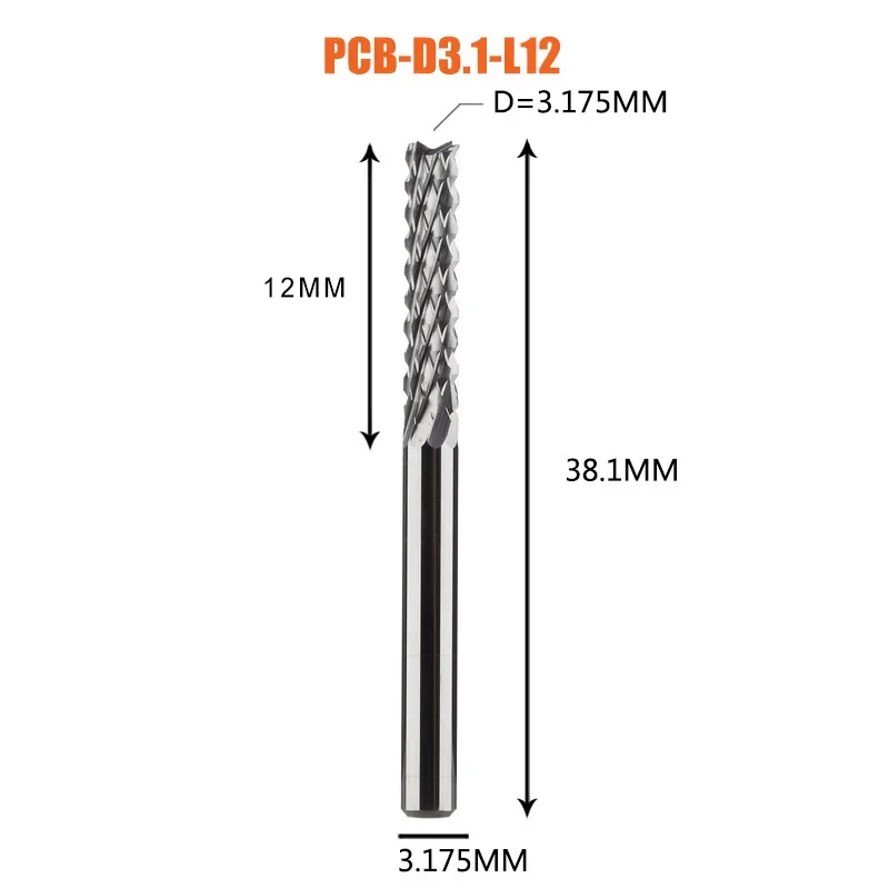 Vhm Maïs Frees Frees Bits D0.8, 1.0, 1.6, 1.8, 2.4, 3.1 PCB End Mill Snijden Frezen