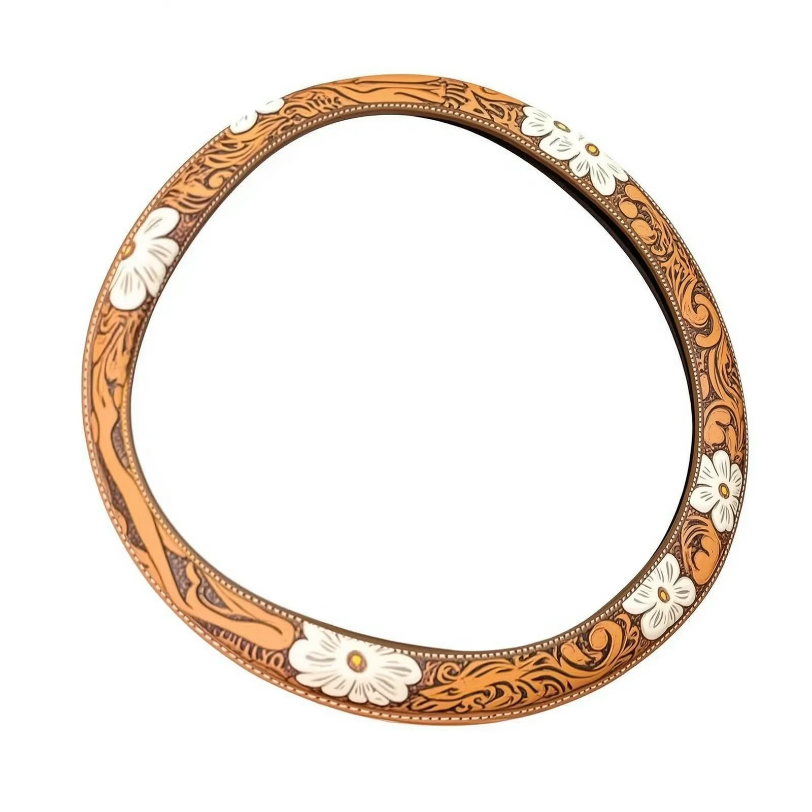 Cute Steering Wheel Cover Brown Floral Crafted With Premium Leather Drive Steering Wheel Cover Women