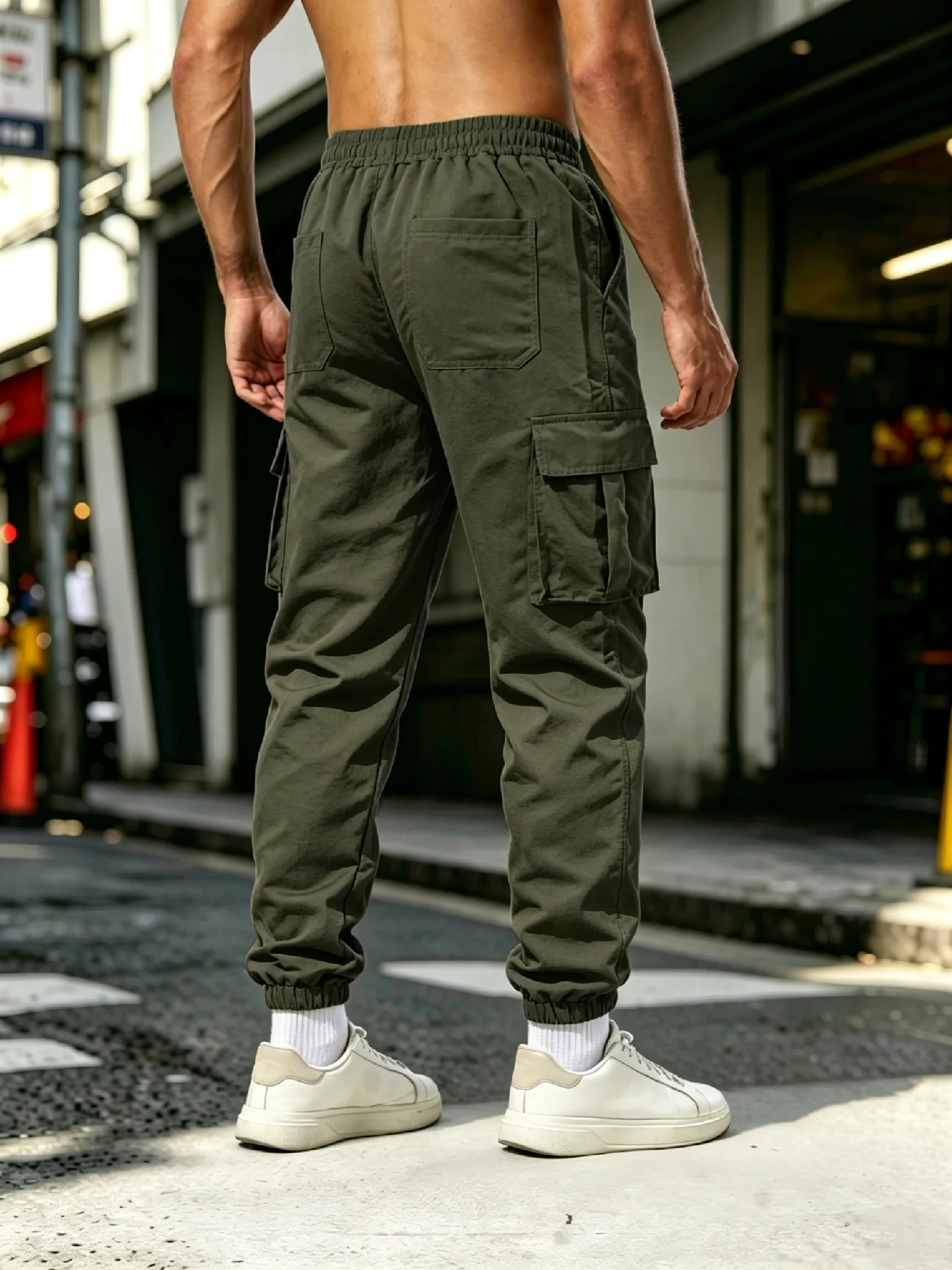 Herren Cargo-Jogginghose | Streetwear-Stil mit mehreren Taschen und elastischem Kordelzug in der Taille, locker geschnittene Passform, weich und atmungsaktiv für – Detail 6