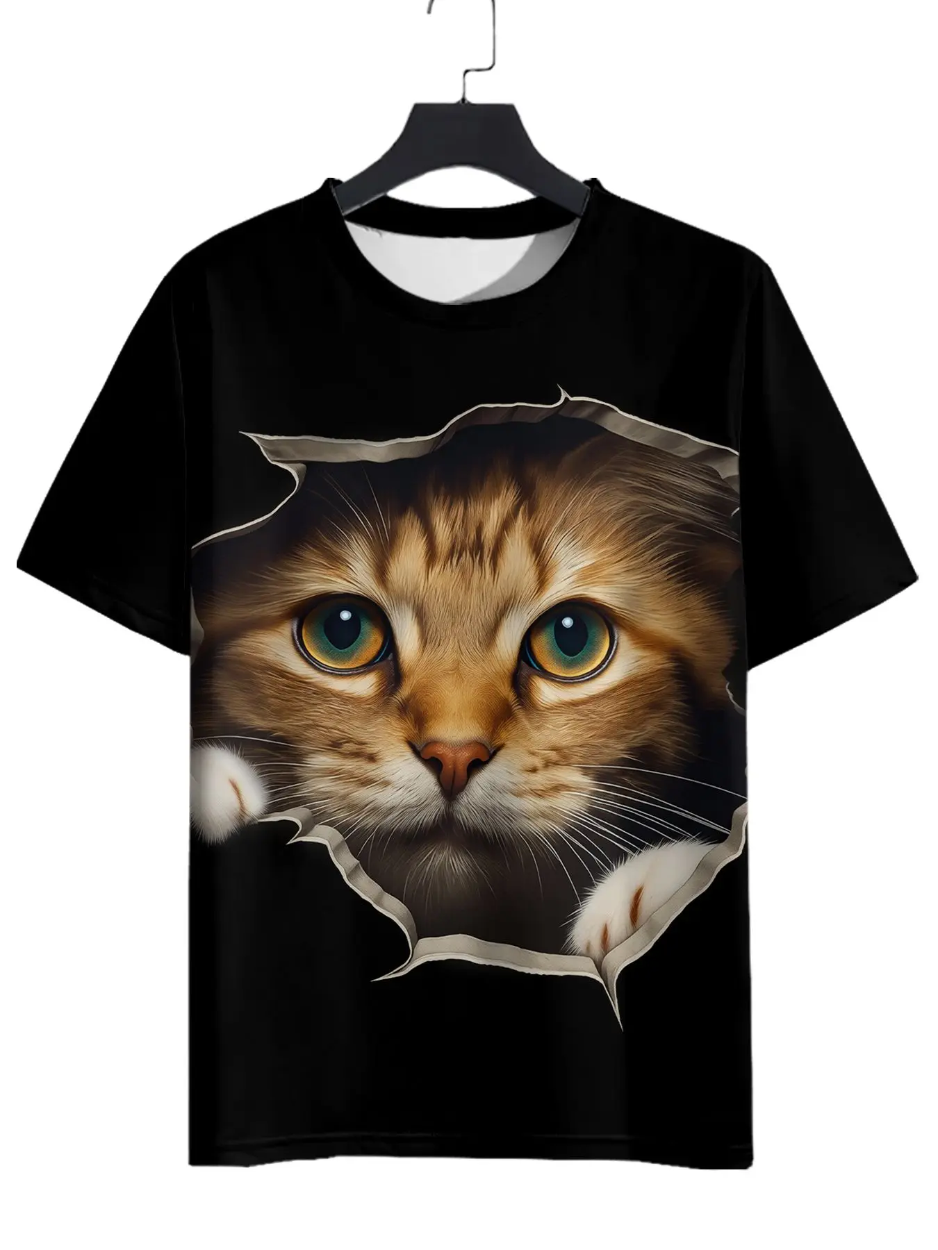 Summer New Cute Cat T-Shirts Kitten Animal 3D Print Men Women Casual Short Sleeve T Shirt Harajuku Y2K Tops Tees Men's Clothing