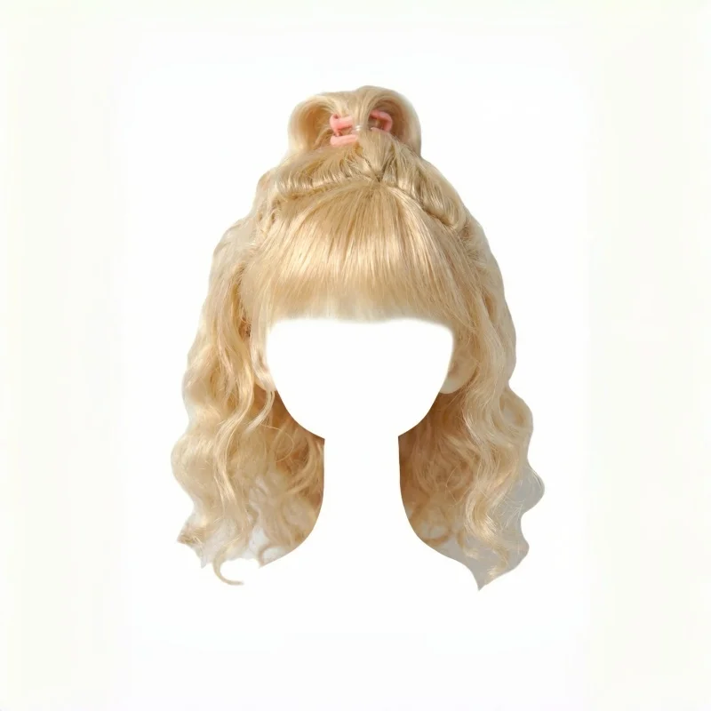 Full size BJD Hair JD745 High ponytail shawl micro-curly mohair Doll wig 1/8 1/6 1/4 1/3 YOSD MSD SD DOD Blythes Qbaby Accessies