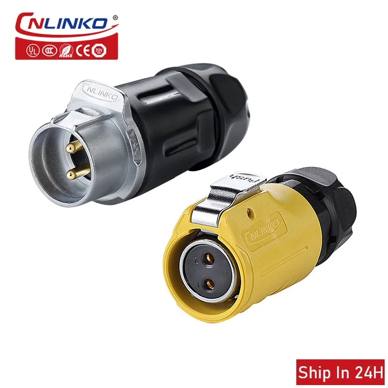 Cnlinko LP20 M20 Waterproof 2pin Industrial Male Female Plug Docking Joint AC 20A Power Connector for Solar Radio Video UAV LED