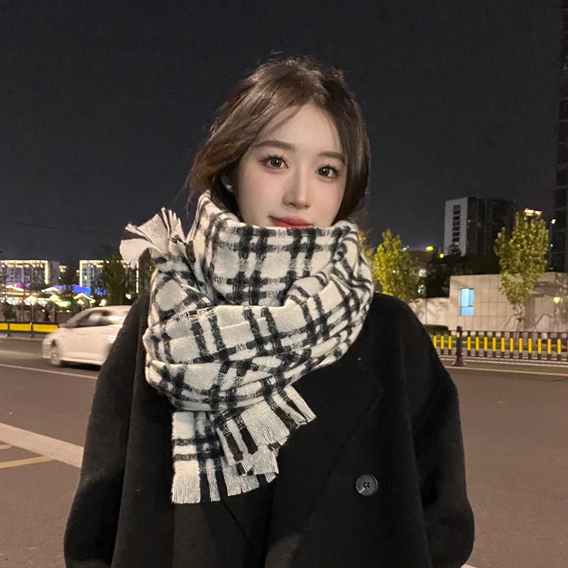 

Новый женский клетчатый шарф на осень-зиму, толстая шаль премиум-класса, теплый универсальный унисекс, утеплитель для шеи для мужчин ​