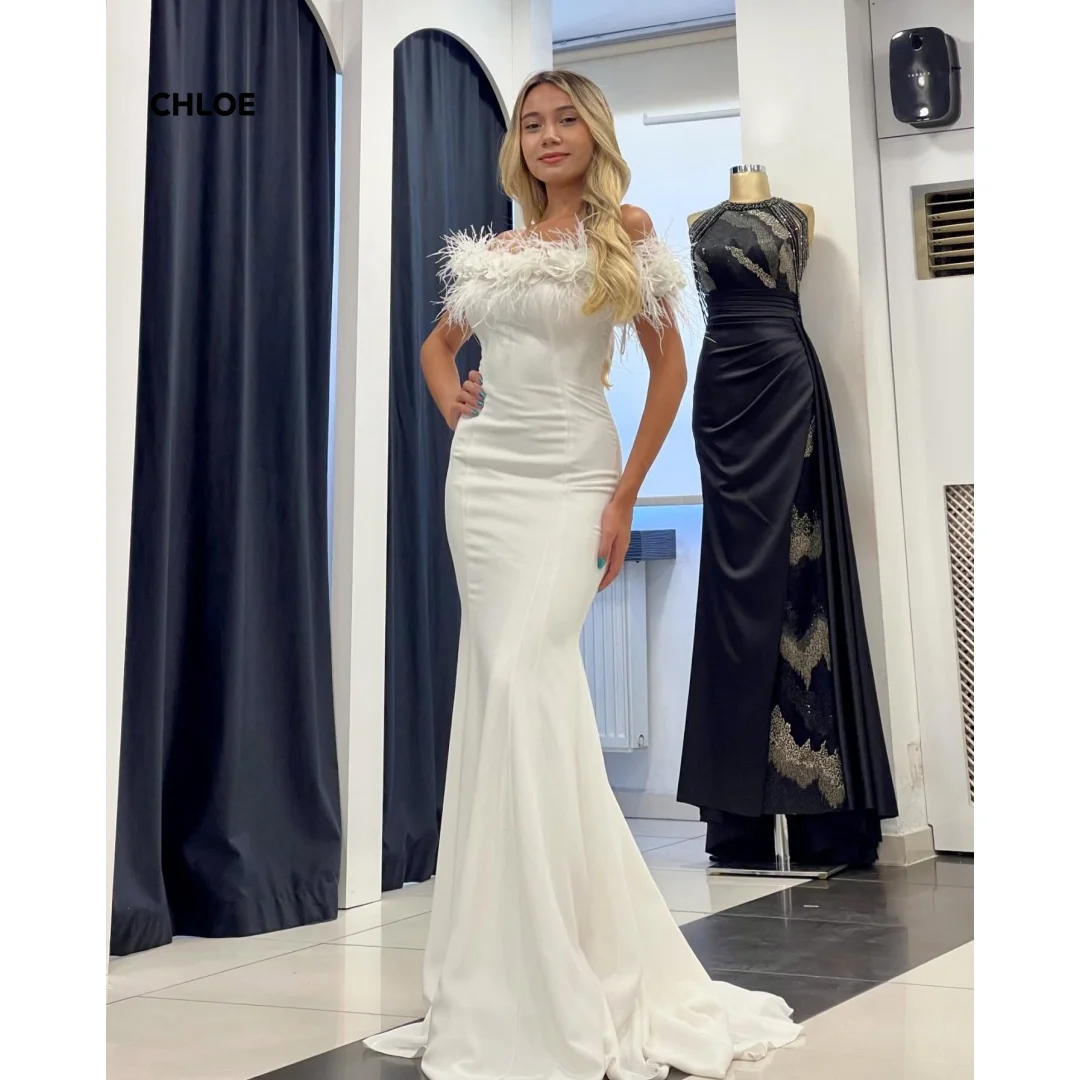 

Off the Shoulders Evening Dresses Woman Elegant Dress Luxury Women's Evening Dresses Mermaid White Customized Ground Length Prom