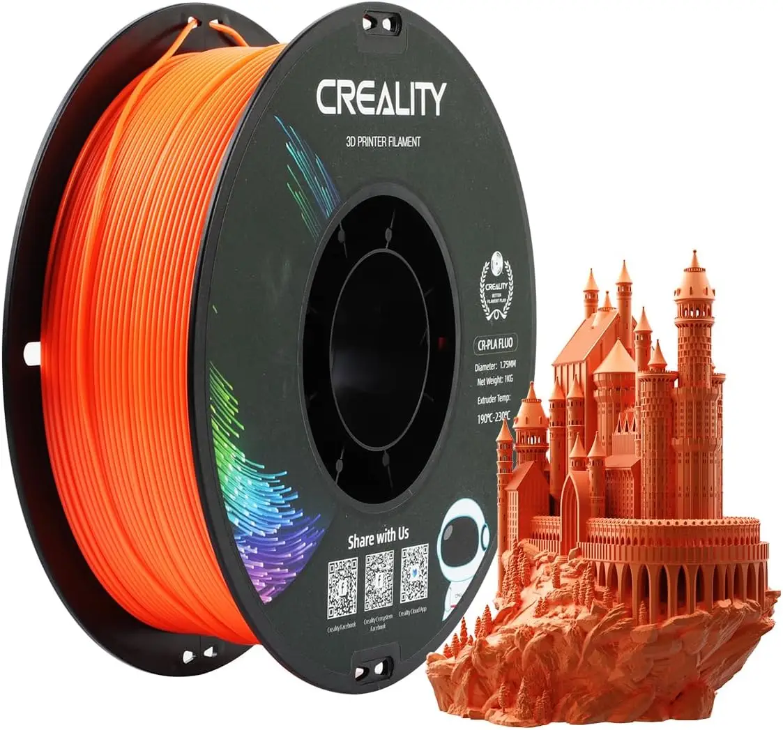 

1.75mm PLA Filament 1kg Spool, Enhanced Toughness, ±0.03mm Accuracy, Fluorescent Orange