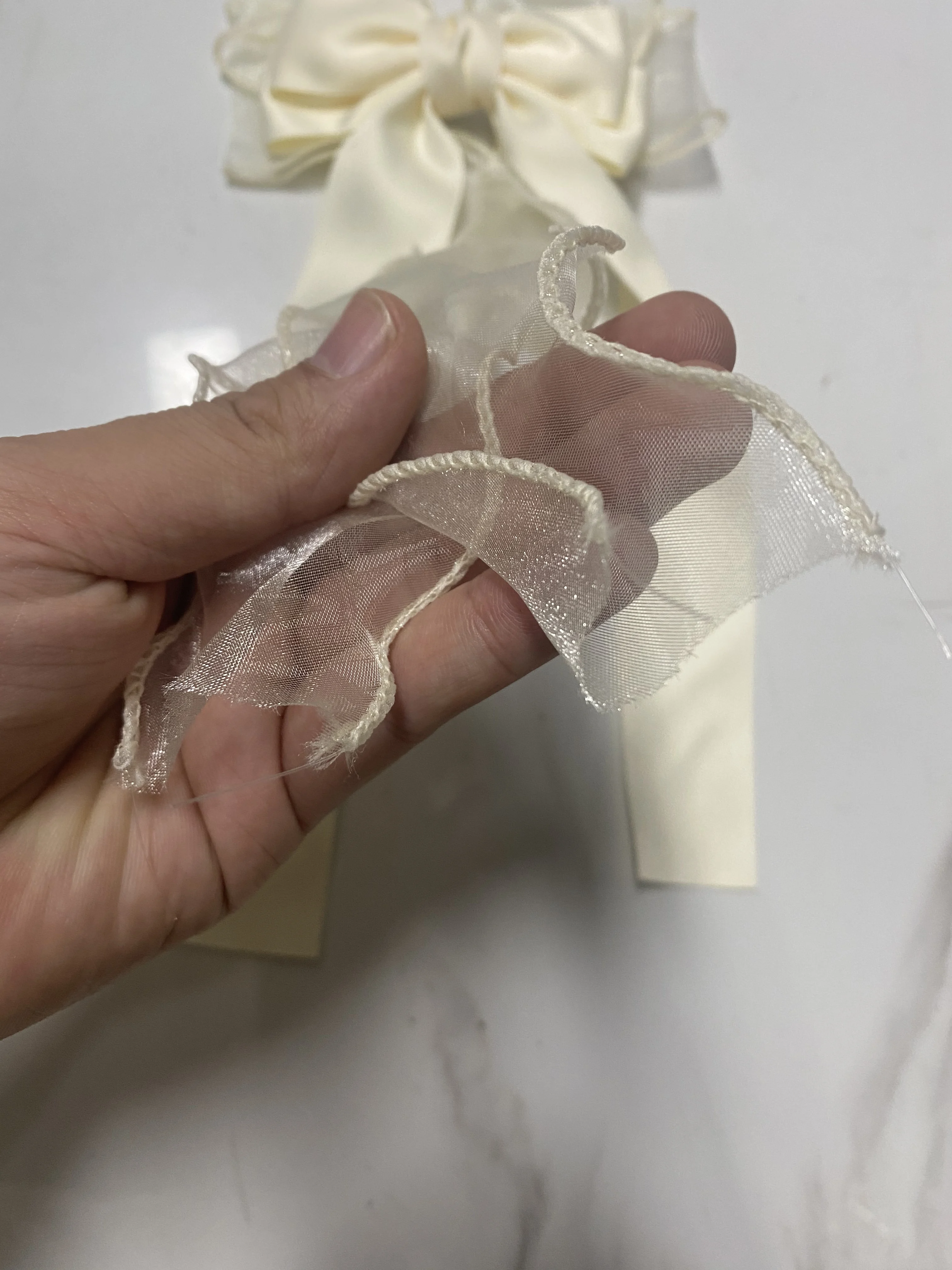 Mädchen-Haarspange aus Chiffon mit Schleife, elegante Haarspangen mit langem Band für Kinder, Hochzeit, Abschlussball, Alltag, französischer Stil, Haar-Accessoires – Detail 3