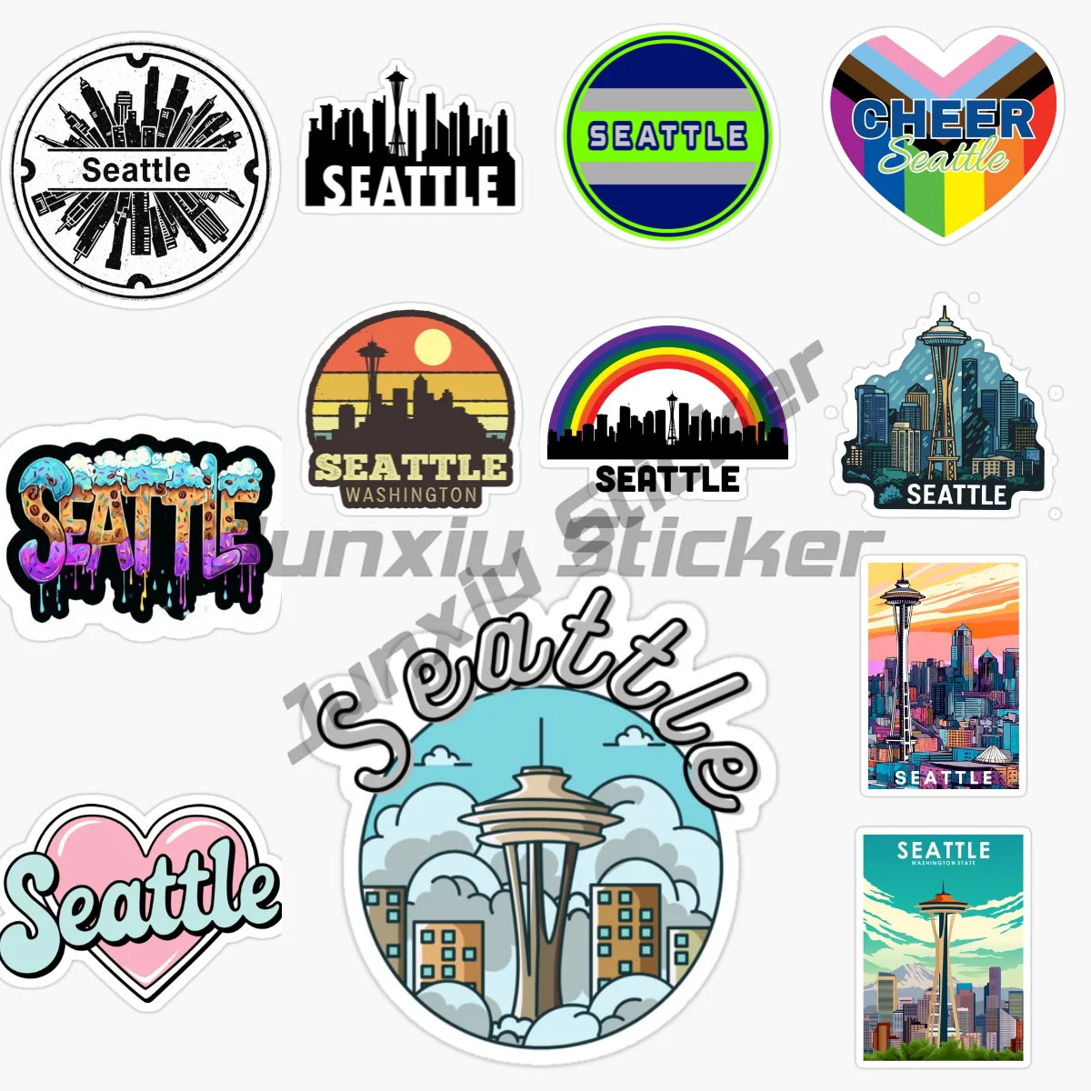 

SEATTLE Washington State, USA Car Sticker for Decoration Car Window Wall Room Truck Helmet Racing Decal Accessories Customizable