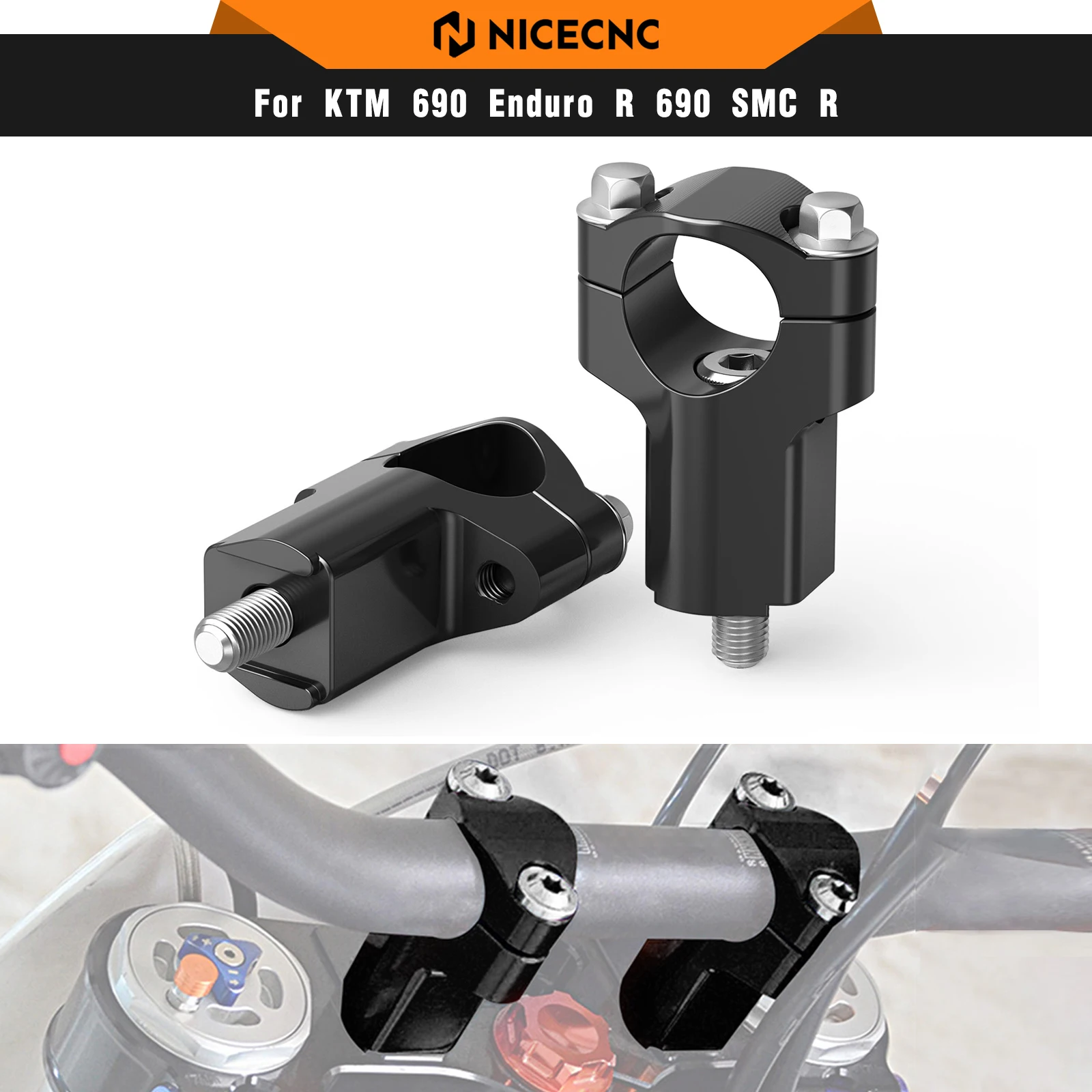52mm Handlebar Riser Bar Clamp Mount For KTM 690 Enduro R SMC 790 890 Adventure 1090 1190 Adventure R 1290 Super Adventure R S T