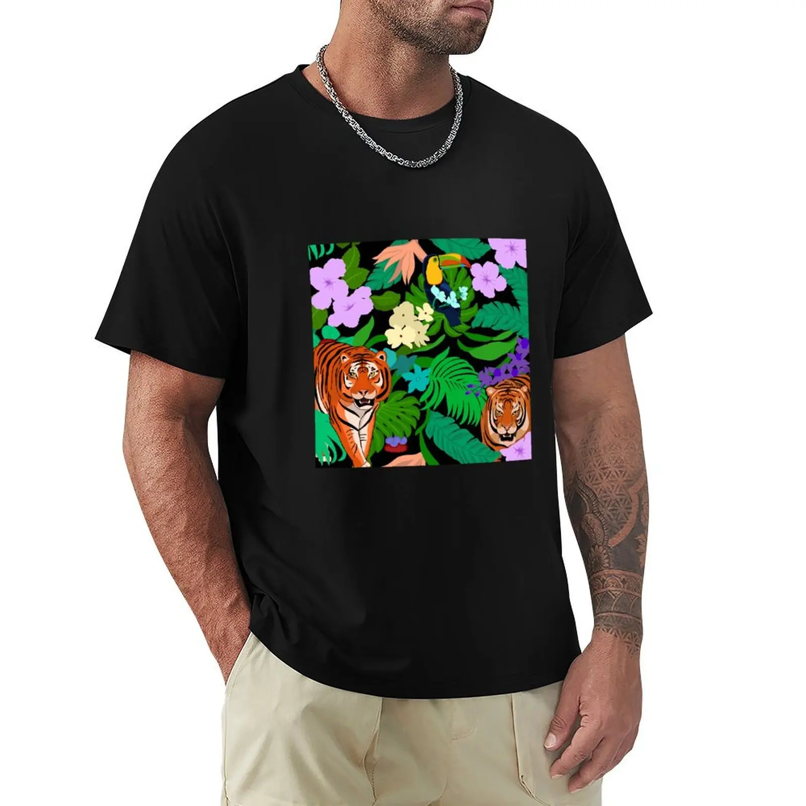 

Tiger and toucs T-Shirt plus sizes anime t shirts sports fans basketball graphic tees t shirts for men graphic