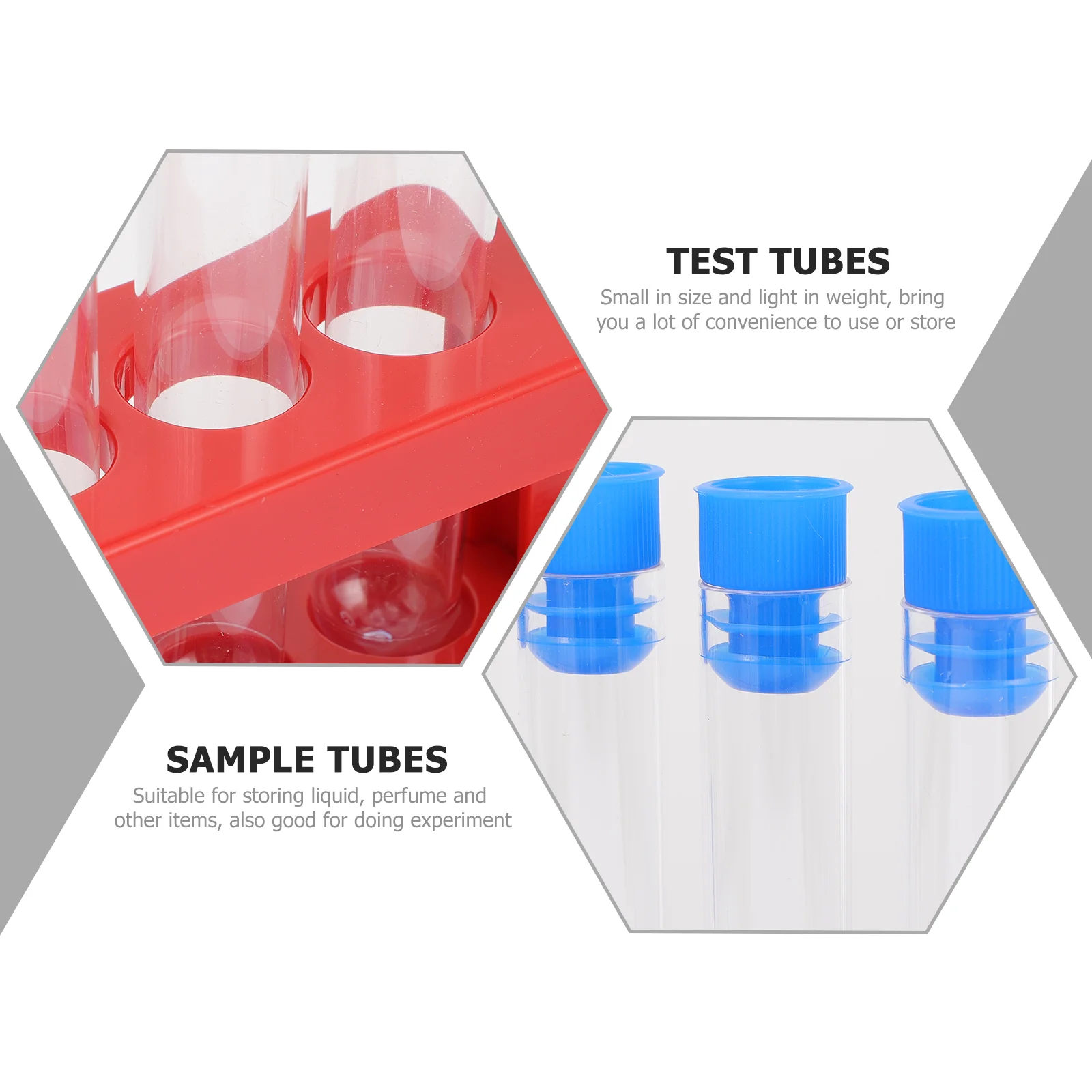 6pcs Laboratory Testing Tubes Plastic Vials Experiment Tubes with Storage Rack vials tubes plastic tubes