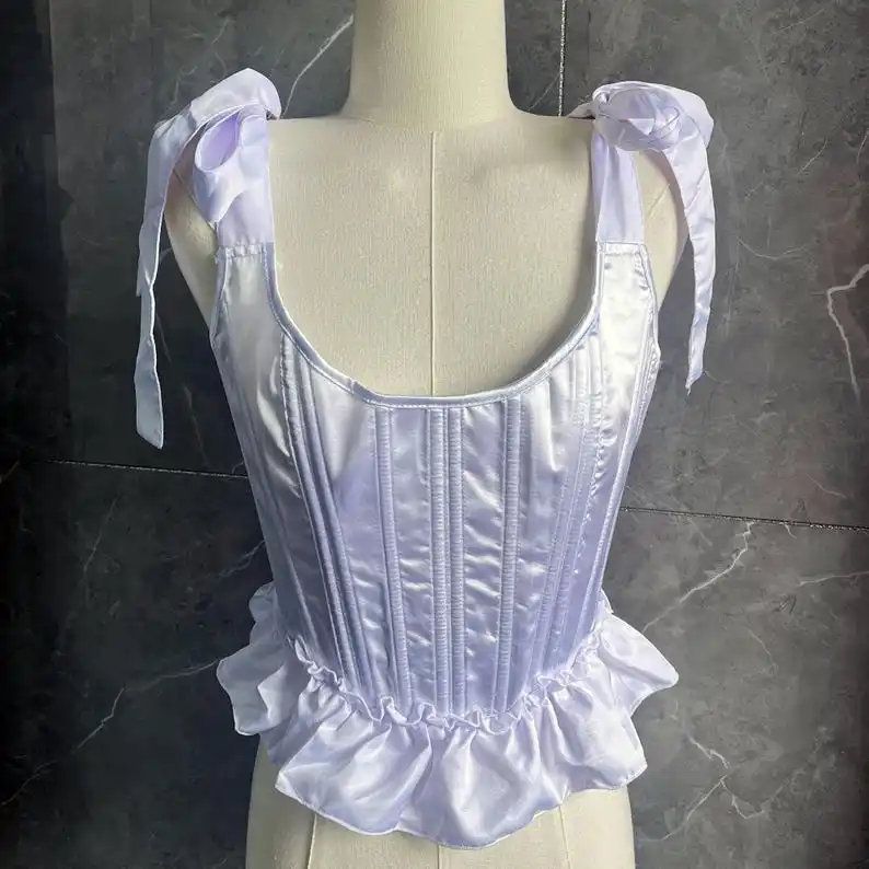 

Solid color, simple, elegant, fashionable and versatile waist corset, court retro medieval bow shoulder strap corset