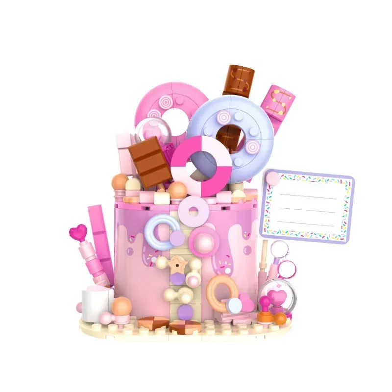 JK5639ปริศนาตัวต่อขนมและเค้ก ของเล่นอนุภาคขนาดเล็ก ปริศนาเด็กชายและเด็กหญิงสามมิติ