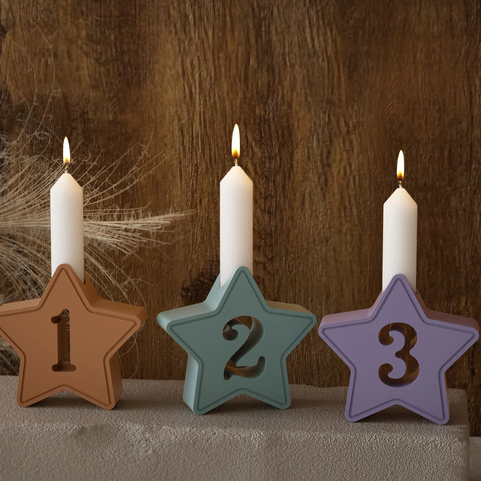 DIY New 1-4 Geometric Digital Candlestick Silicone Mold Arabic Numeral Candle Holder Craft Making Plaster Resin Molds Home Decor