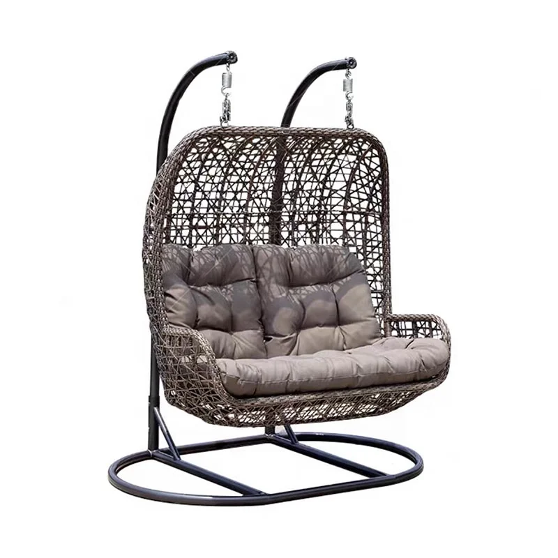 &Outdoor Terrace Hanging Furniture Patio/Garden Modern Rattan/Webbing Metal Frame Cushions Swing Chair Two Person
