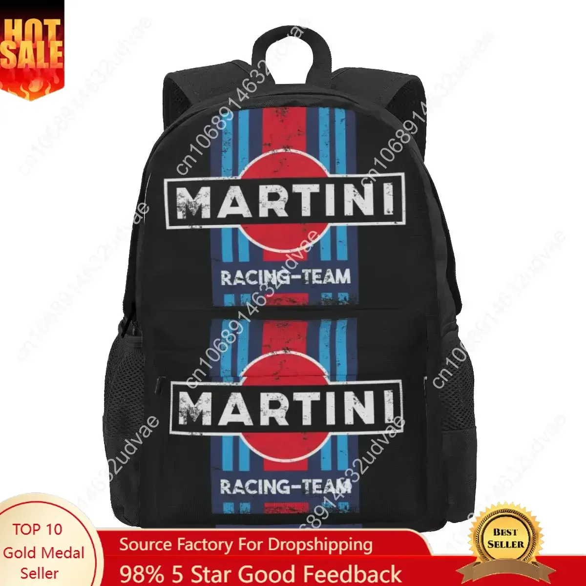 Martini Racing Team Backpacks Bookbag School Bags Cartoon Rucksack Laptop Rucksack Shoulder Bag